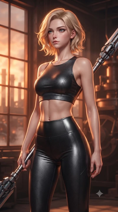 score_9, masterpiece, best quality, ultra-detailed, high-budget anime keyframe, editorial fashion photography, tasteful artistic composition, Caucasian woman. close-up cowboy shot from the waist and thighs up, the character dominates the composition,