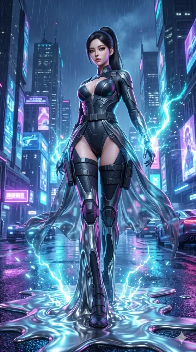score_9, masterpiece, best quality, ultra-detailed, Semi-realistic 3D Game Render, high-fidelity character model, intricate armor textures, dynamic particle effects, Unreal Engine 5 aesthetic, crisp 3D depth, Korean woman with idol-like refined featu