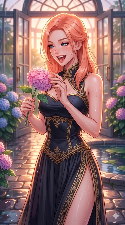 score_9, masterpiece, best quality, ultra-detailed, high-budget anime keyframe, vibrant anime aesthetic, Japanese woman. close-up cowboy shot from the waist and thighs up, the character dominates the composition, filling the frame with her large pres