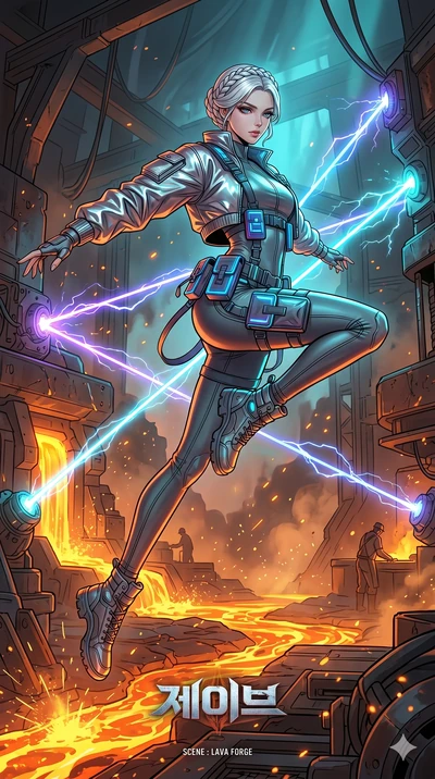 score_9, masterpiece, best quality, ultra-detailed, high-budget anime movie keyframe, cinematic anime lighting, intricate line art, Korean woman. Dynamic full-body shot stretching the vertical silhouette across the 9:16 frame. leaping gracefully in a