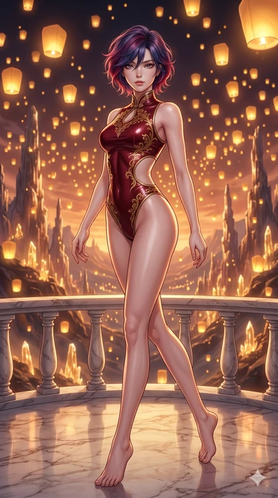 score_9, masterpiece, best quality, ultra-detailed, high-budget anime keyframe, editorial fashion photography, tasteful artistic composition, Korean woman. low angle full-body shot from head to toe showing her feet, filling the entire 9:16 vertical f