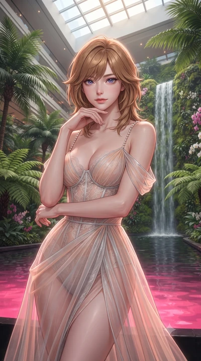 score_9, masterpiece, best quality, ultra-detailed, high-budget anime keyframe, editorial fashion photography, tasteful artistic composition, Korean woman. close-up cowboy shot from the waist and thighs up, the character dominates the composition, fi