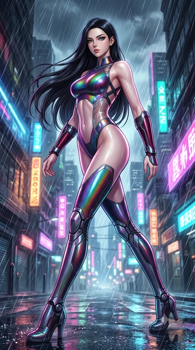 score_9, masterpiece, best quality, ultra-detailed, high-budget anime keyframe, semi-realistic 3D game render, editorial fashion photography, tasteful artistic composition, Korean woman. low angle full-body shot from head to toe showing her feet, fil