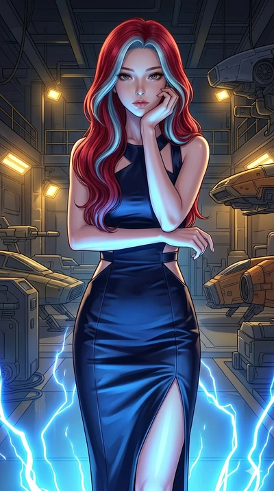 score_9, masterpiece, best quality, ultra-detailed, high-budget anime keyframe, editorial fashion photography, tasteful artistic composition, Caucasian woman, strictly human ears. cowboy shot from the thighs up, character and outfit filling the frame