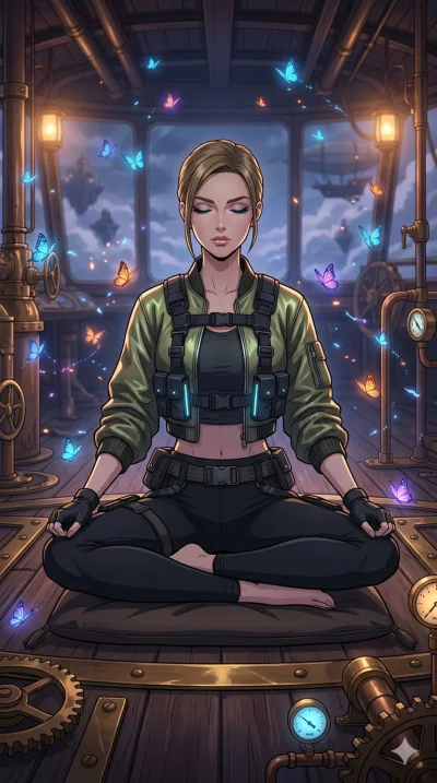 score_9, masterpiece, best quality, ultra-detailed, high-budget anime movie keyframe, cinematic anime lighting, intricate line art, Caucasian (strictly human ears) woman. Medium shot of upper body capturing the intricate details of her high-fashion a