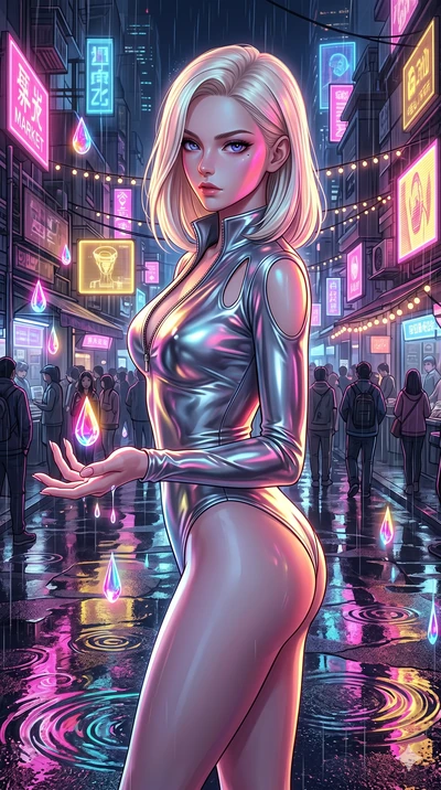 score_9, masterpiece, best quality, ultra-detailed, high-budget anime keyframe, semi-realistic 3D game render, Caucasian woman, strictly human ears. Upper body close-up from the thighs up, character filling the screen for maximum presence. She is tur