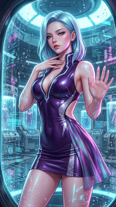 score_9, masterpiece, best quality, ultra-detailed, high-budget anime keyframe, semi-realistic 3D game render, editorial fashion photography, tasteful artistic composition, Korean woman. close-up cowboy shot from the waist and thighs up, the characte