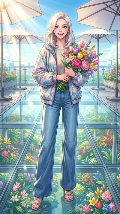 score_9, masterpiece, best quality, ultra-detailed, high-budget anime keyframe, vibrant anime aesthetic, Caucasian woman, strictly human ears. low angle full-body shot from head to toe showing her feet, filling the entire 9:16 vertical frame with her
