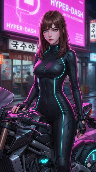 score_9, masterpiece, best quality, ultra-detailed, high-budget anime keyframe, editorial fashion photography, tasteful artistic composition, Korean woman. Upper body close-up from the thighs up, character filling the screen for maximum presence. Sea