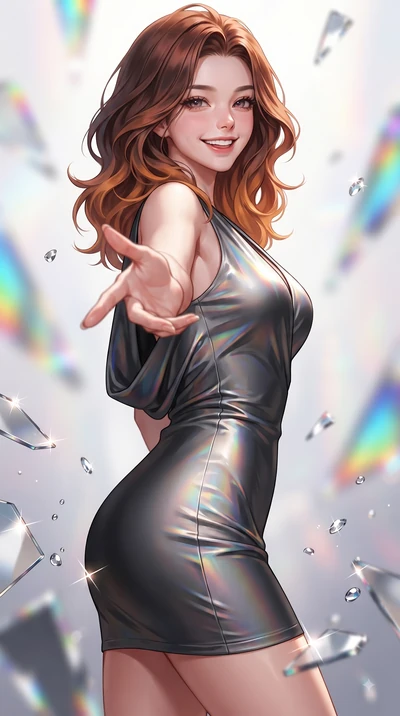 score_9, masterpiece, best quality, ultra-detailed, high-budget anime keyframe, editorial fashion photography, tasteful artistic composition, Korean woman. close-up cowboy shot from the waist and thighs up, the character dominates the composition, fi
