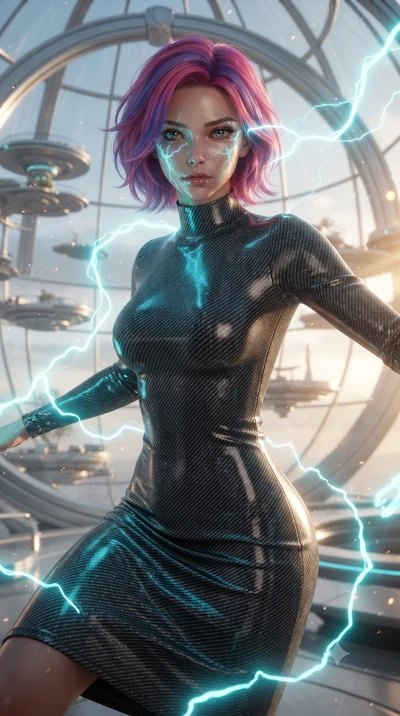score_9, masterpiece, best quality, ultra-detailed, high-budget anime keyframe, editorial fashion photography, tasteful artistic composition, realistic cosplay photography, Caucasian woman, strictly human ears. close-up cowboy shot from the waist and
