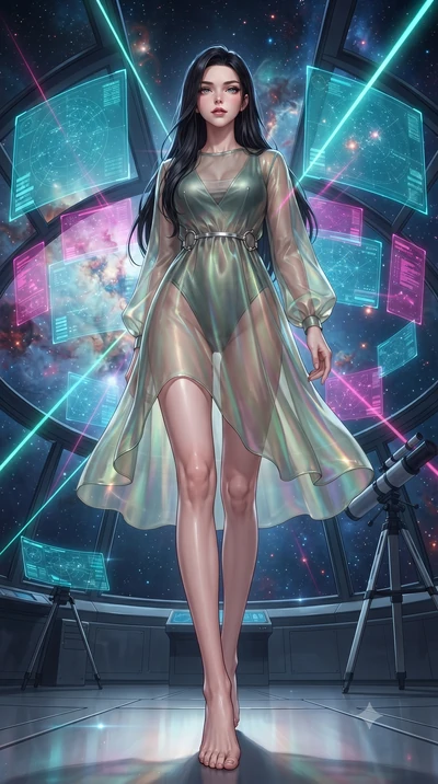 score_9, masterpiece, best quality, ultra-detailed, high-budget anime keyframe, editorial fashion photography, tasteful artistic composition, Korean woman. low angle full-body shot from head to toe showing her feet, filling the entire 9:16 vertical f