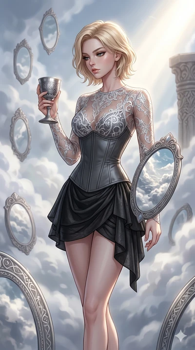 score_9, masterpiece, best quality, ultra-detailed, high-budget anime keyframe, editorial fashion photography, tasteful artistic composition, Caucasian woman, strictly human ears. cowboy shot from the thighs up, character and outfit filling the frame