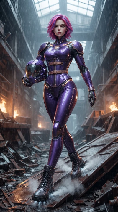 score_9, masterpiece, best quality, ultra-detailed, high-budget anime keyframe, editorial fashion photography, tasteful artistic composition, Caucasian woman. low angle full-body shot from head to toe showing her feet, filling the entire 9:16 vertica