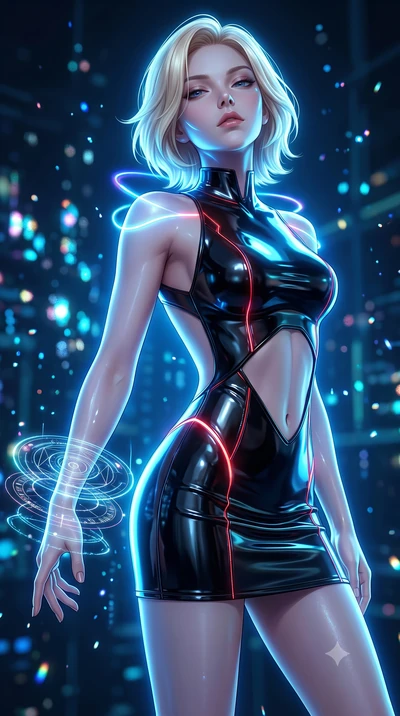 score_9, masterpiece, best quality, ultra-detailed, high-budget anime keyframe, editorial fashion photography, tasteful artistic composition, Caucasian woman. close-up cowboy shot from the waist and thighs up, the character dominates the composition,