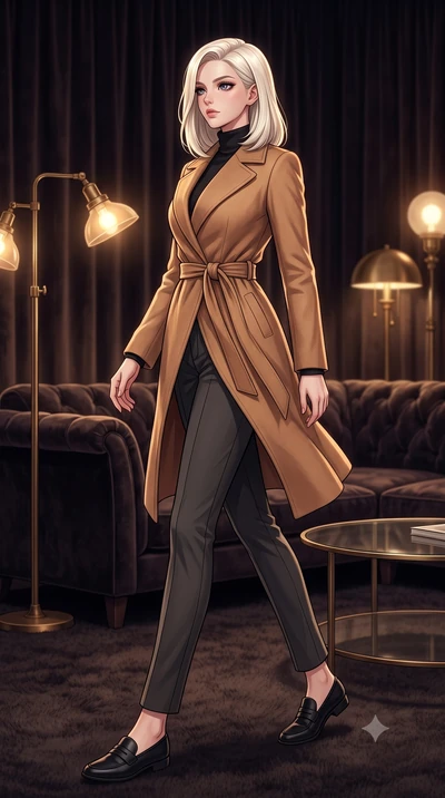 score_9, masterpiece, best quality, ultra-detailed, high-budget anime keyframe, tasteful artistic composition, Caucasian woman. low angle full-body shot from head to toe showing her feet, filling the entire 9:16 vertical frame with her statuesque pre