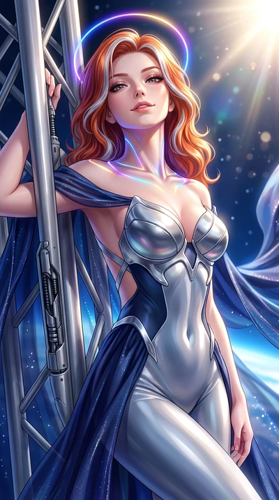 score_9, masterpiece, best quality, ultra-detailed, high-budget anime keyframe, semi-realistic 3D game render, editorial fashion photography, tasteful artistic composition, Caucasian woman. close-up cowboy shot from the waist and thighs up, the chara