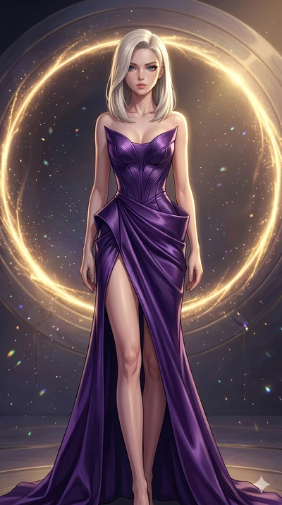 score_9, masterpiece, best quality, ultra-detailed, high-budget anime keyframe, editorial fashion photography, tasteful artistic composition, Caucasian woman, strictly human ears. cowboy shot from the thighs up, character and outfit filling the frame