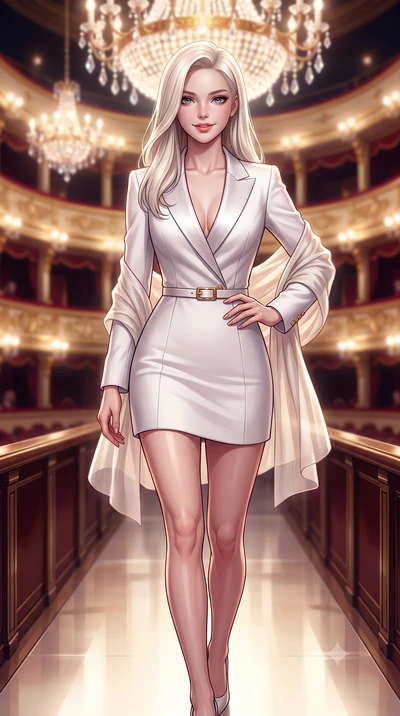 score_9, masterpiece, best quality, ultra-detailed, high-budget anime keyframe, semi-realistic 3D game render, editorial fashion photography, tasteful artistic composition, Caucasian woman. close-up cowboy shot from the waist and thighs up, the chara
