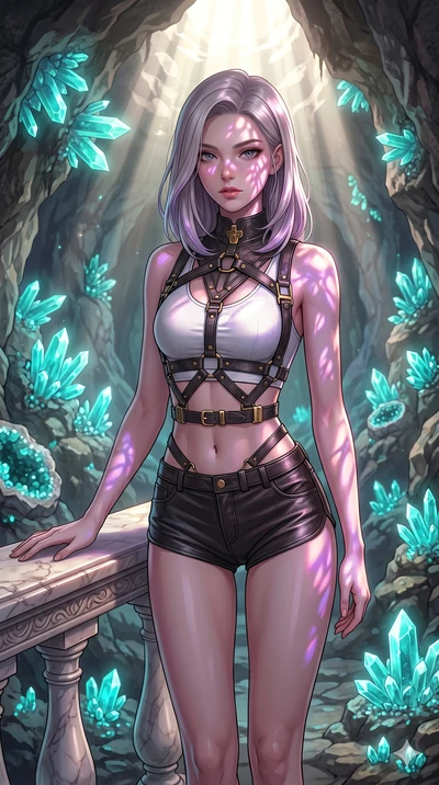 score_9, masterpiece, best quality, ultra-detailed, high-budget anime keyframe, editorial fashion photography, tasteful artistic composition, Caucasian woman, strictly human ears. cowboy shot from the thighs up, character and outfit filling the frame