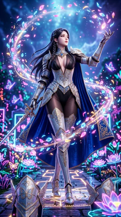 score_9, masterpiece, best quality, ultra-detailed, Semi-realistic 3D Game Render, high-fidelity character model, intricate textures, dynamic particle effects, Unreal Engine 5 aesthetic, crisp 3D depth, Korean woman with idol-like refined features. L