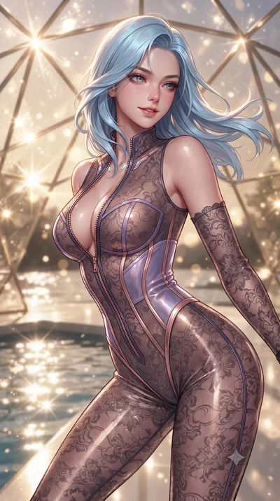 score_9, masterpiece, best quality, ultra-detailed, high-budget anime keyframe, editorial fashion photography, tasteful artistic composition, Korean woman. close-up cowboy shot from the waist and thighs up, the character dominates the composition, fi