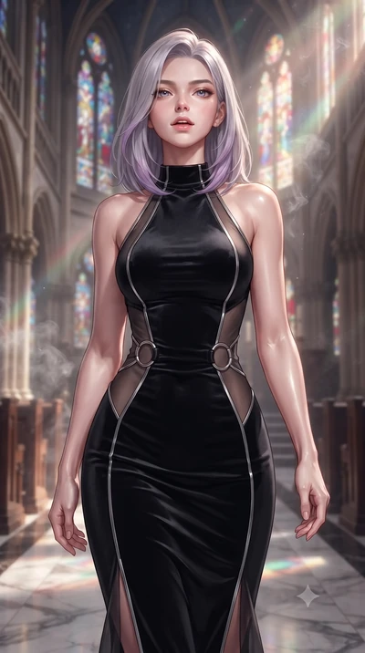 score_9, masterpiece, best quality, ultra-detailed, high-budget anime keyframe, editorial fashion photography, tasteful artistic composition, Caucasian woman. close-up cowboy shot from the waist and thighs up, the character dominates the composition,