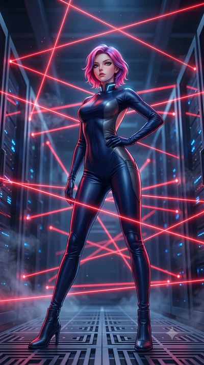 score_9, masterpiece, best quality, ultra-detailed, high-budget anime keyframe, semi-realistic 3D game render, editorial fashion photography, tasteful artistic composition, Caucasian woman. low angle full-body shot from head to toe showing her feet, 