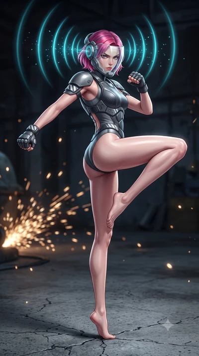 score_9, masterpiece, best quality, ultra-detailed, high-budget anime keyframe, semi-realistic 3D game render, editorial fashion photography, tasteful artistic composition, Caucasian woman. low angle full-body shot from head to toe showing her feet, 