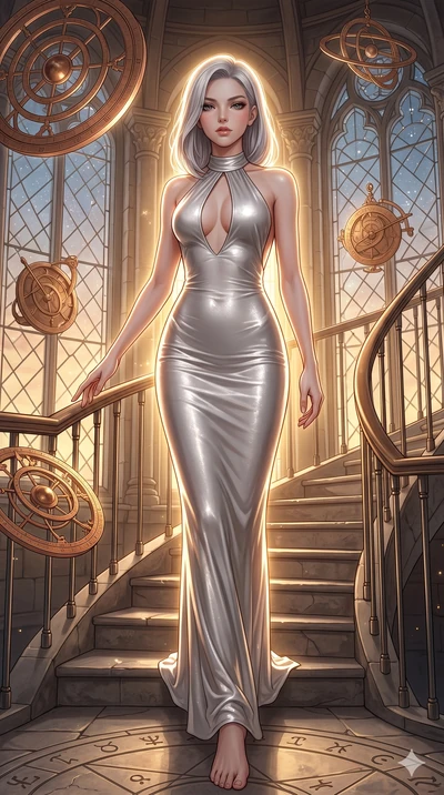 score_9, masterpiece, best quality, ultra-detailed, high-budget anime keyframe, editorial fashion photography, tasteful artistic composition, Caucasian woman, strictly human ears. low angle full-body shot from head to toe showing her feet, filling th