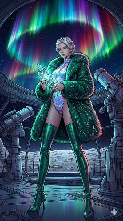 score_9, masterpiece, best quality, ultra-detailed, high-budget anime movie keyframe, cinematic anime lighting, intricate line art, Korean woman. Low angle cowboy shot filling the entire 9:16 frame with her statuesque presence. defending a sacred rel