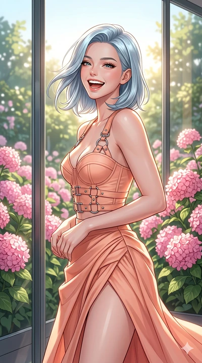 score_9, masterpiece, best quality, ultra-detailed, high-budget anime keyframe, editorial fashion photography, tasteful artistic composition, Korean woman. cowboy shot from the thighs up, character and outfit filling the frame for maximum editorial p