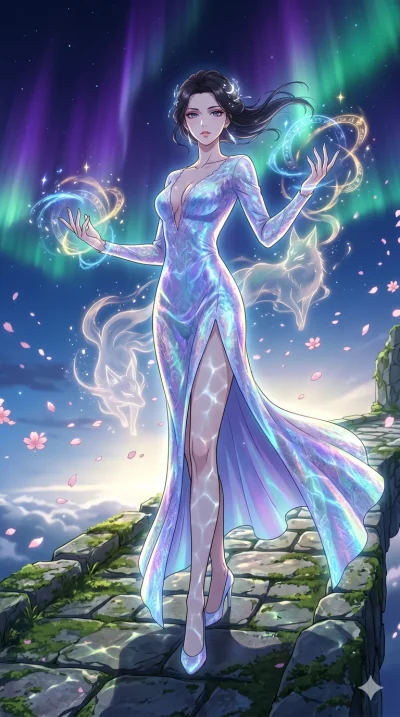 score_9, masterpiece, best quality, ultra-detailed, High-budget Anime Keyframe, vibrant colors, fluid line-art, expressive lighting, cinematic composition, Ufotable-style visual effects, top-tier animation quality, Japanese woman with delicate and el