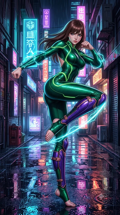 score_9, masterpiece, best quality, ultra-detailed, high-budget anime keyframe, semi-realistic 3D game render, editorial fashion photography, tasteful artistic composition, Korean woman. low angle full-body shot from head to toe showing her feet, fil