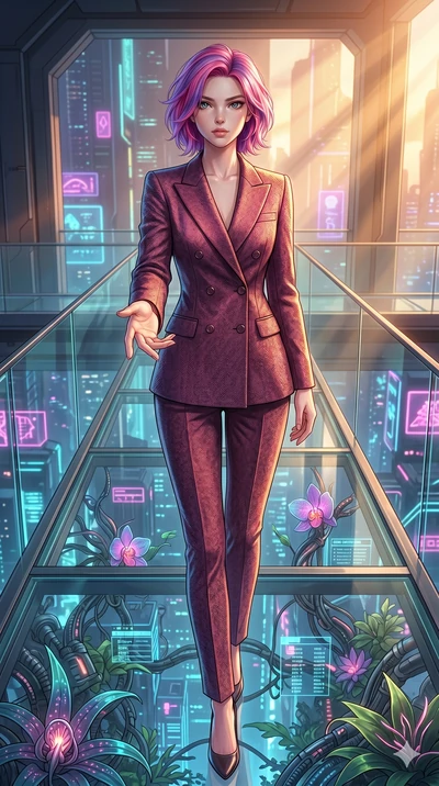 score_9, masterpiece, best quality, ultra-detailed, high-budget anime keyframe, editorial fashion photography, tasteful artistic composition, Caucasian woman, strictly human ears. cowboy shot from the thighs up, character and outfit filling the frame