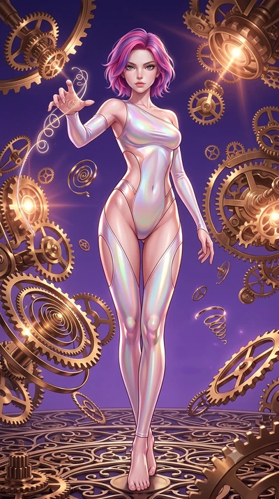 score_9, masterpiece, best quality, ultra-detailed, high-budget anime keyframe, editorial fashion photography, tasteful artistic composition, Caucasian woman. low angle full-body shot from head to toe showing her feet, filling the entire 9:16 vertica