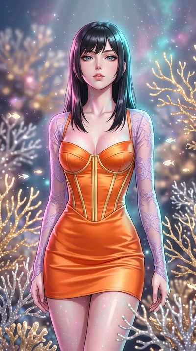 score_9, masterpiece, best quality, ultra-detailed, high-budget anime keyframe, editorial fashion photography, tasteful artistic composition, Caucasian woman, strictly human ears. close-up cowboy shot from the waist and thighs up, the character domin