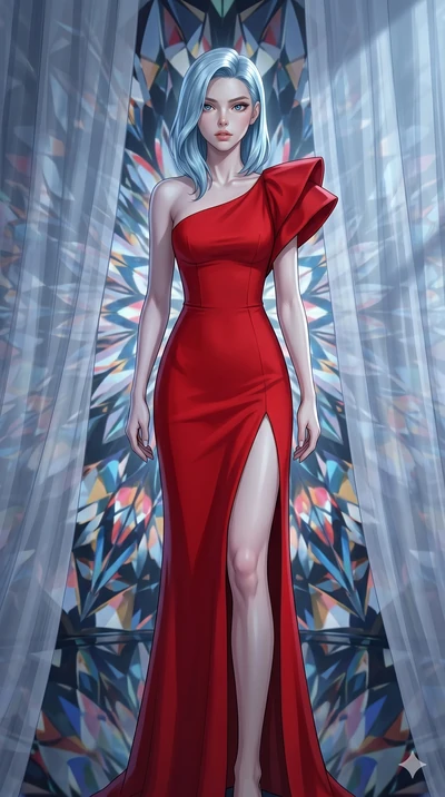 score_9, masterpiece, best quality, ultra-detailed, high-budget anime keyframe, editorial fashion photography, tasteful artistic composition, Japanese woman. cowboy shot from the thighs up, character and outfit filling the frame for maximum editorial