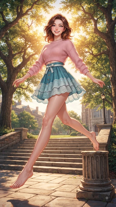 score_9, masterpiece, best quality, ultra-detailed, high-budget anime keyframe, editorial fashion photography, tasteful artistic composition, Korean woman. low angle full-body shot from head to toe showing her feet, filling the entire 9:16 vertical f