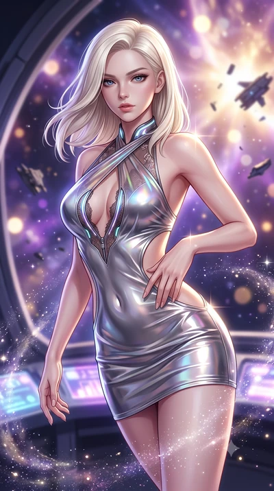 score_9, masterpiece, best quality, ultra-detailed, high-budget anime keyframe, semi-realistic 3D game render, editorial fashion photography, tasteful artistic composition, Caucasian woman. close-up cowboy shot from the waist and thighs up, the chara