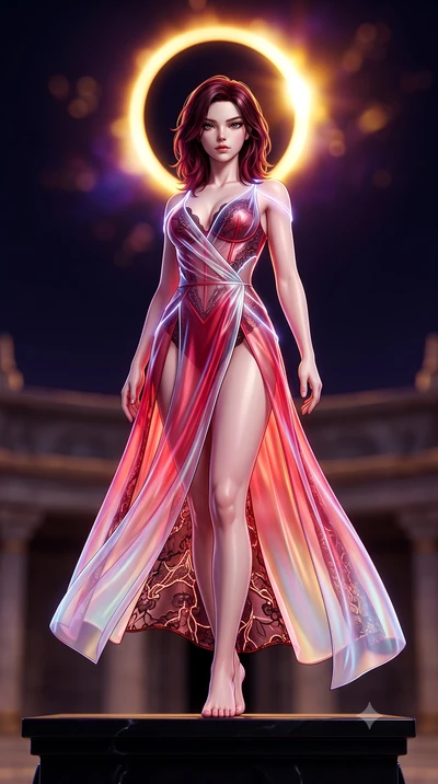 score_9, masterpiece, best quality, ultra-detailed, high-budget anime keyframe, semi-realistic 3D game render, editorial fashion photography, tasteful artistic composition, Korean woman. low angle full-body shot from head to toe showing her feet, fil