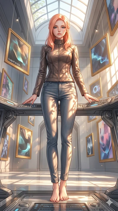 score_9, masterpiece, best quality, ultra-detailed, high-budget anime keyframe, editorial fashion photography, tasteful artistic composition, Japanese woman. low angle full-body shot from head to toe showing her feet, filling the entire 9:16 vertical
