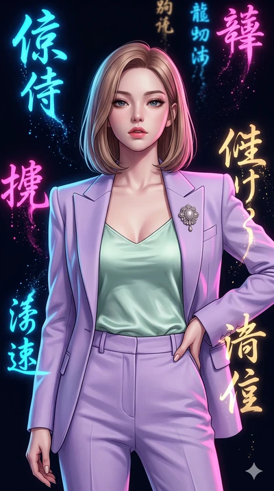 score_9, masterpiece, best quality, ultra-detailed, high-budget anime keyframe, editorial fashion photography, tasteful artistic composition, Korean woman. close-up cowboy shot from the waist and thighs up, the character dominates the composition, fi