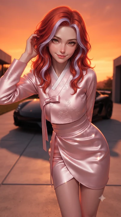 score_9, masterpiece, best quality, ultra-detailed, high-budget anime keyframe, editorial fashion photography, tasteful artistic composition, Caucasian woman. close-up cowboy shot from the waist and thighs up, the character dominates the composition,