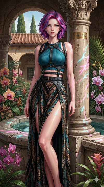 score_9, masterpiece, best quality, ultra-detailed, high-budget anime keyframe, editorial fashion photography, tasteful artistic composition, Caucasian woman, strictly human ears. cowboy shot from the thighs up, character and outfit filling the frame