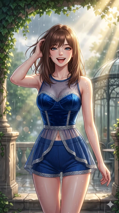 score_9, masterpiece, best quality, ultra-detailed, high-budget anime keyframe, vibrant anime aesthetic, Korean woman. close-up cowboy shot from the waist and thighs up, the character dominates the composition, filling the frame with her large presen