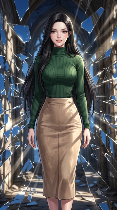 score_9, masterpiece, best quality, ultra-detailed, high-budget anime keyframe, editorial fashion photography, tasteful artistic composition, Korean woman. close-up cowboy shot from the waist and thighs up, the character dominates the composition, fi
