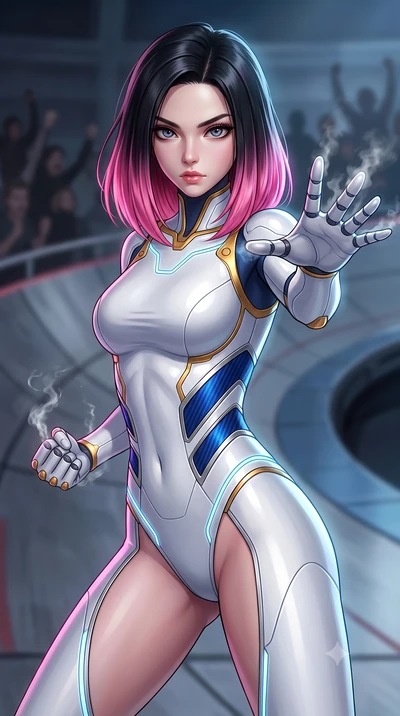 score_9, masterpiece, best quality, ultra-detailed, high-budget anime keyframe, semi-realistic 3D game render, editorial fashion photography, tasteful artistic composition, Korean woman. close-up cowboy shot from the waist and thighs up, the characte