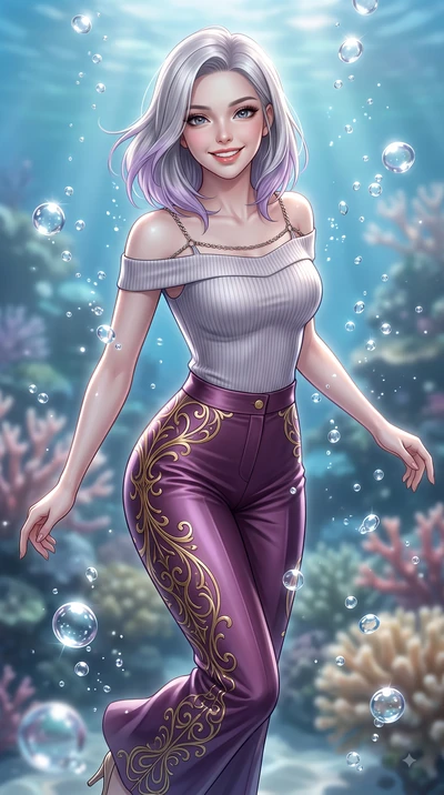 score_9, masterpiece, best quality, ultra-detailed, high-budget anime keyframe, editorial fashion photography, tasteful artistic composition, Caucasian woman. close-up cowboy shot from the waist and thighs up, the character dominates the composition,