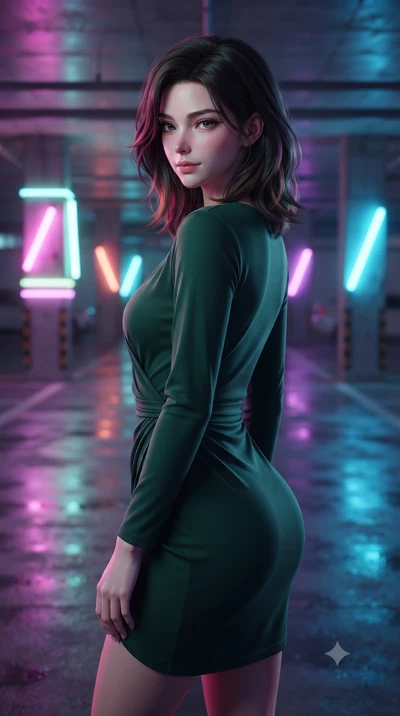score_9, masterpiece, best quality, ultra-detailed, high-budget anime keyframe, editorial fashion photography, tasteful artistic composition, Korean woman. close-up cowboy shot from the waist and thighs up, the character dominates the composition, fi